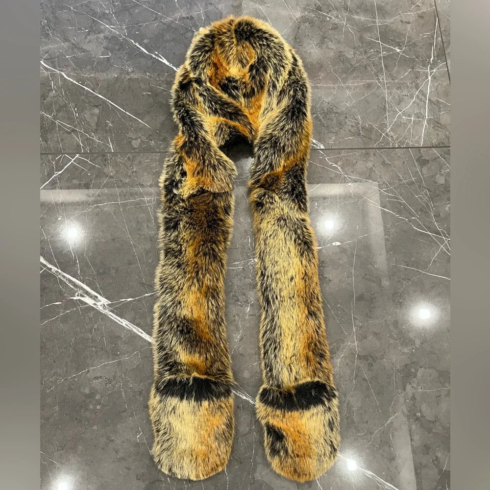 SpiritHoods Faux Fur Fox Scarf in Brown and Black